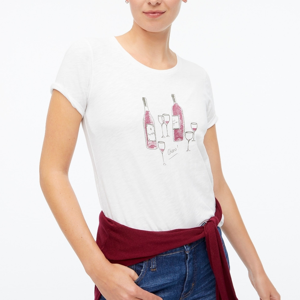 New! J. Crew sz XL X-Large Wine Bottles Collector Tee Graphic T-Shirt Top NWT